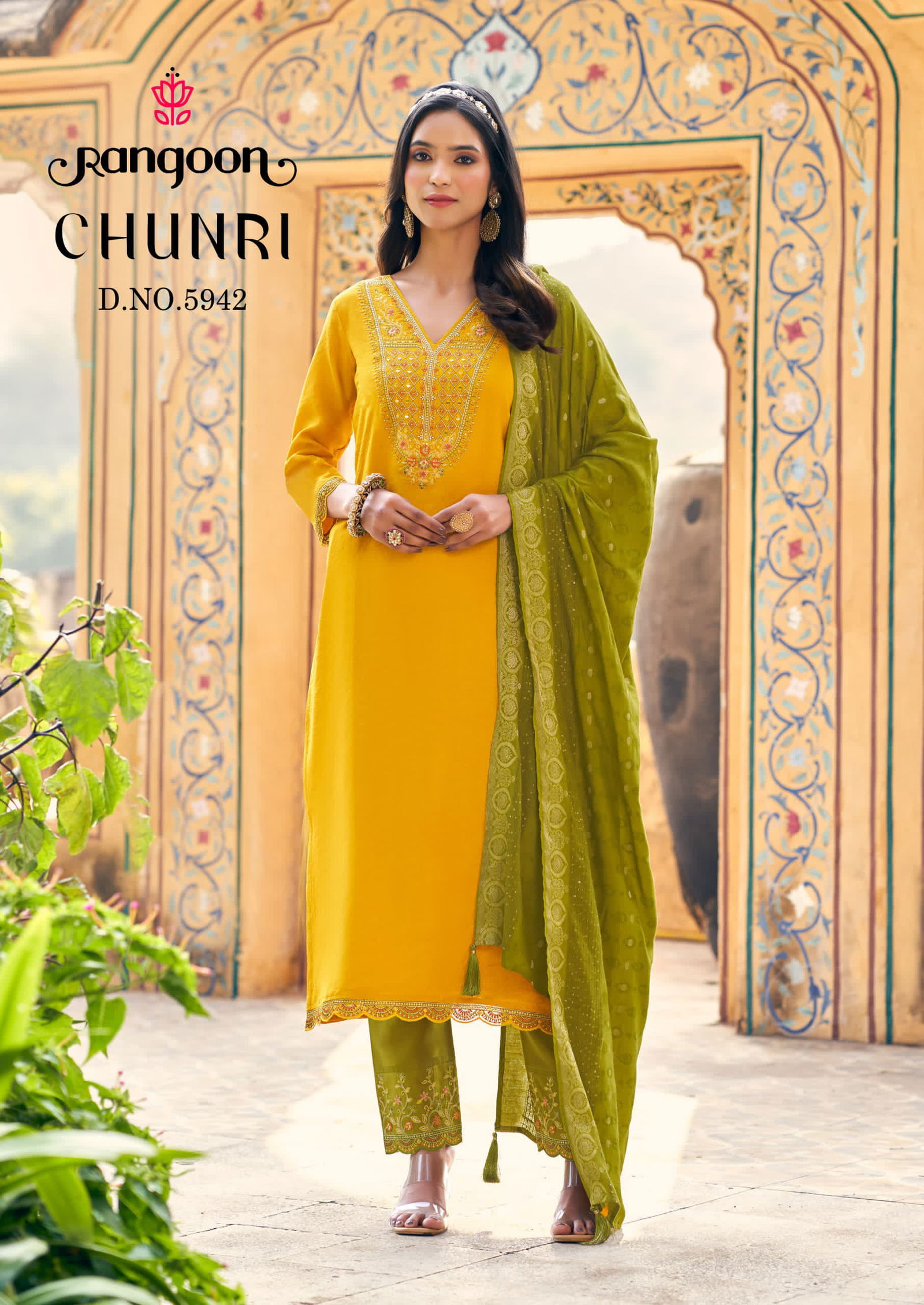 Chunri By Rangoon Viscose Embroidery Kurti Bottom With Dupatta Suppliers In India